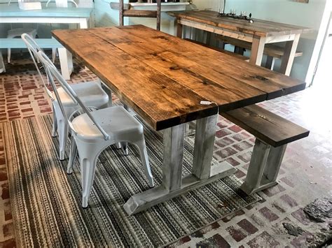 farm house dinning table with metal top|rustic metal table.